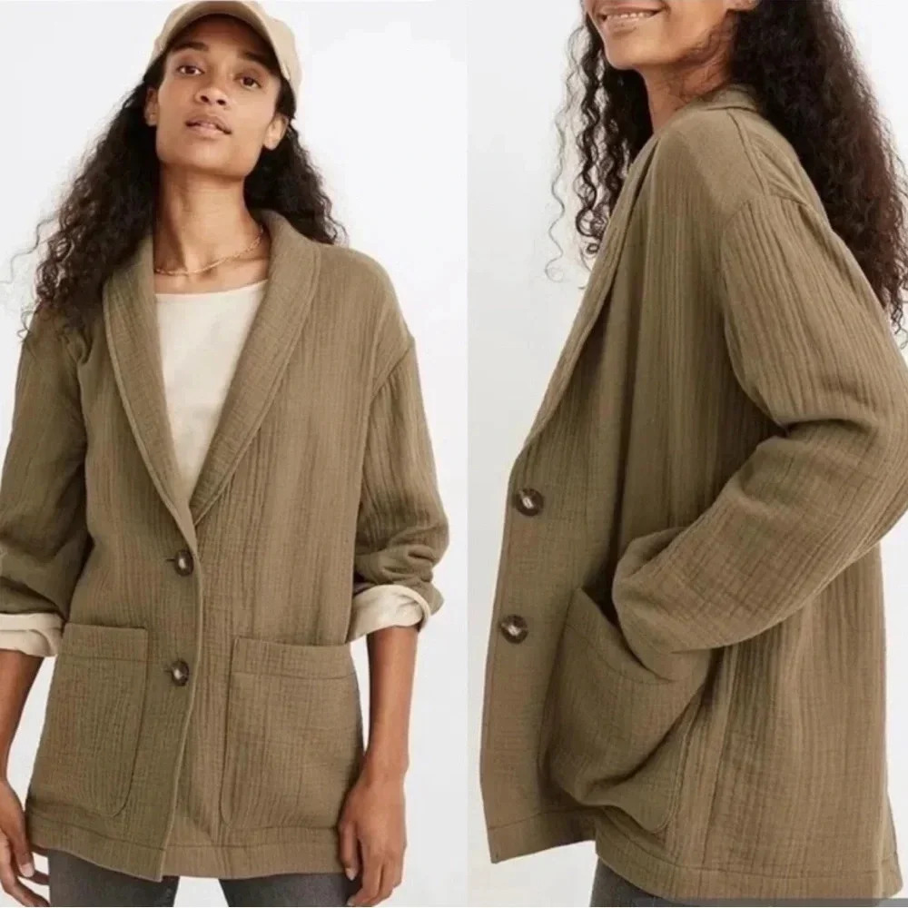 Madewell Olive Green Lightspun Dorset Slouchy Blazer Olive Green